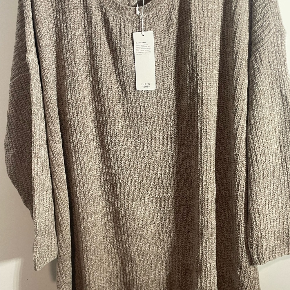 Eileen Fisher Taupe Ribbed Cardigan